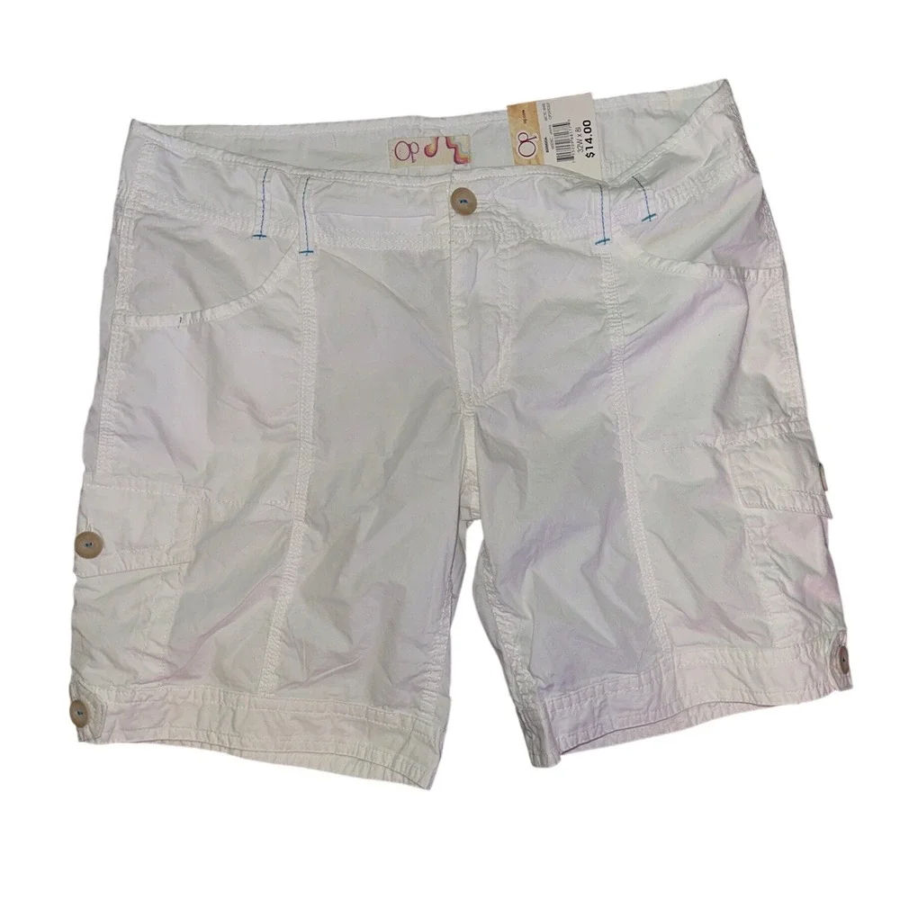 OP Ocean Pacific Arctic White Cargo Shorts Womens 7 Cotton Utility OP211D07 NWT